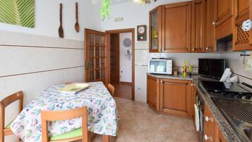 Fridge, stovetop, cookware/dishes/utensils