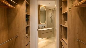 Hair dryer, towels, toilet paper