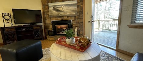 TV, fireplace
