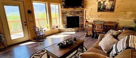 TV, fireplace