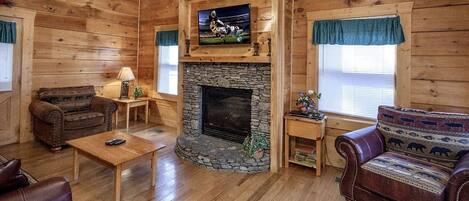TV, fireplace