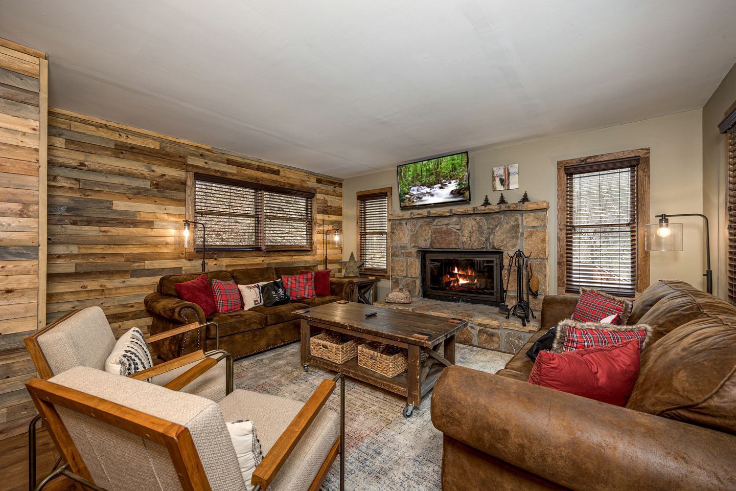 TV, fireplace