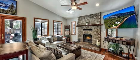 TV, fireplace, video games