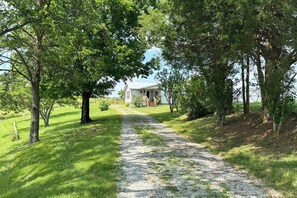 A gravel path leading to a white house surrounded by trees. - Families Welcome! Corinth Escape w/ Lake Views (Corinth)