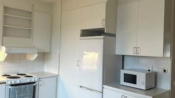 GroĂer KĂŒhlschrank, Mikrowelle, Ofen, Herdplatte