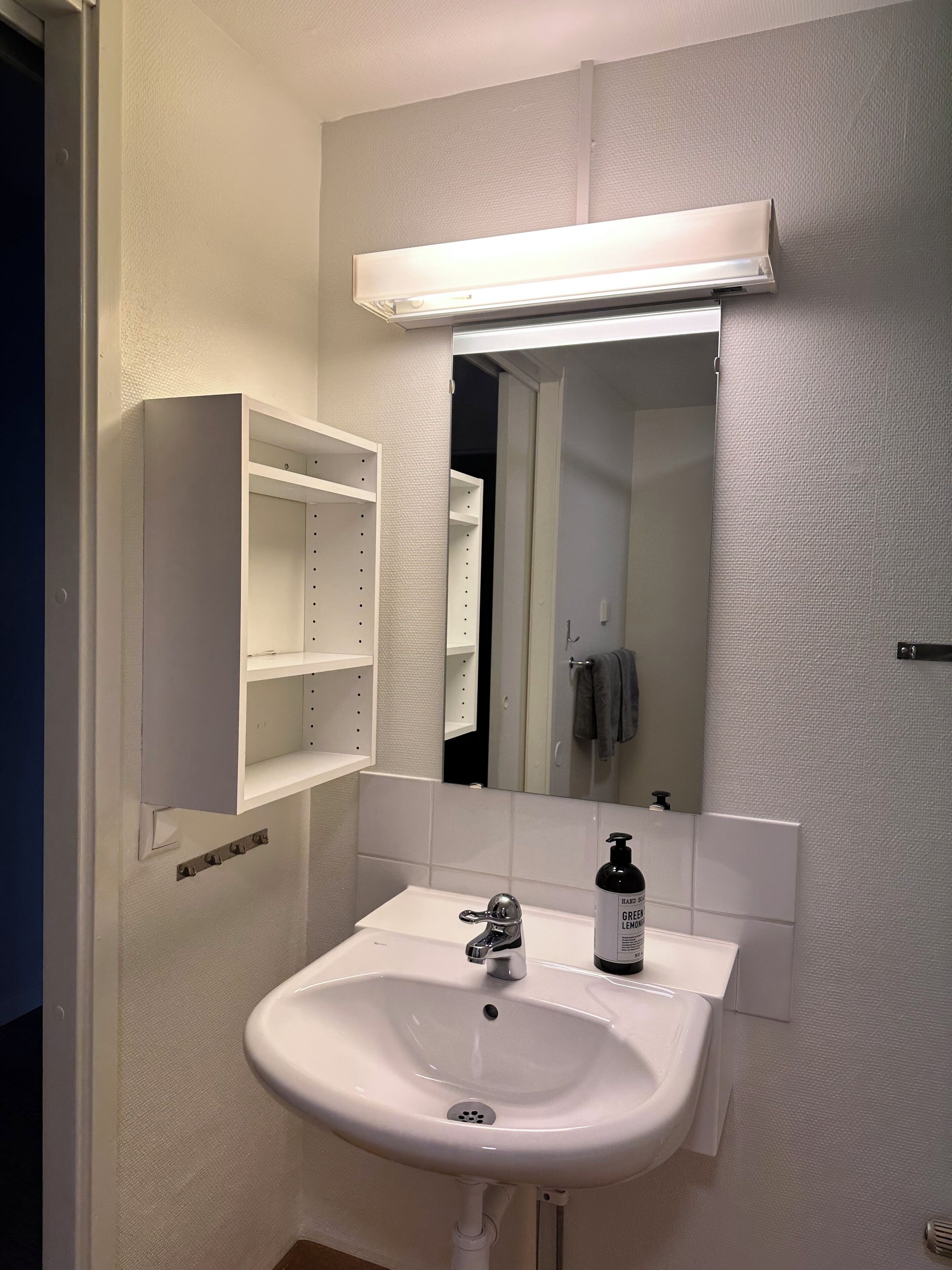 Shower, towels, toilet paper
