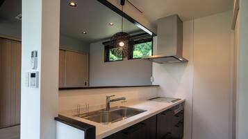 Fridge, microwave, stovetop, rice cooker