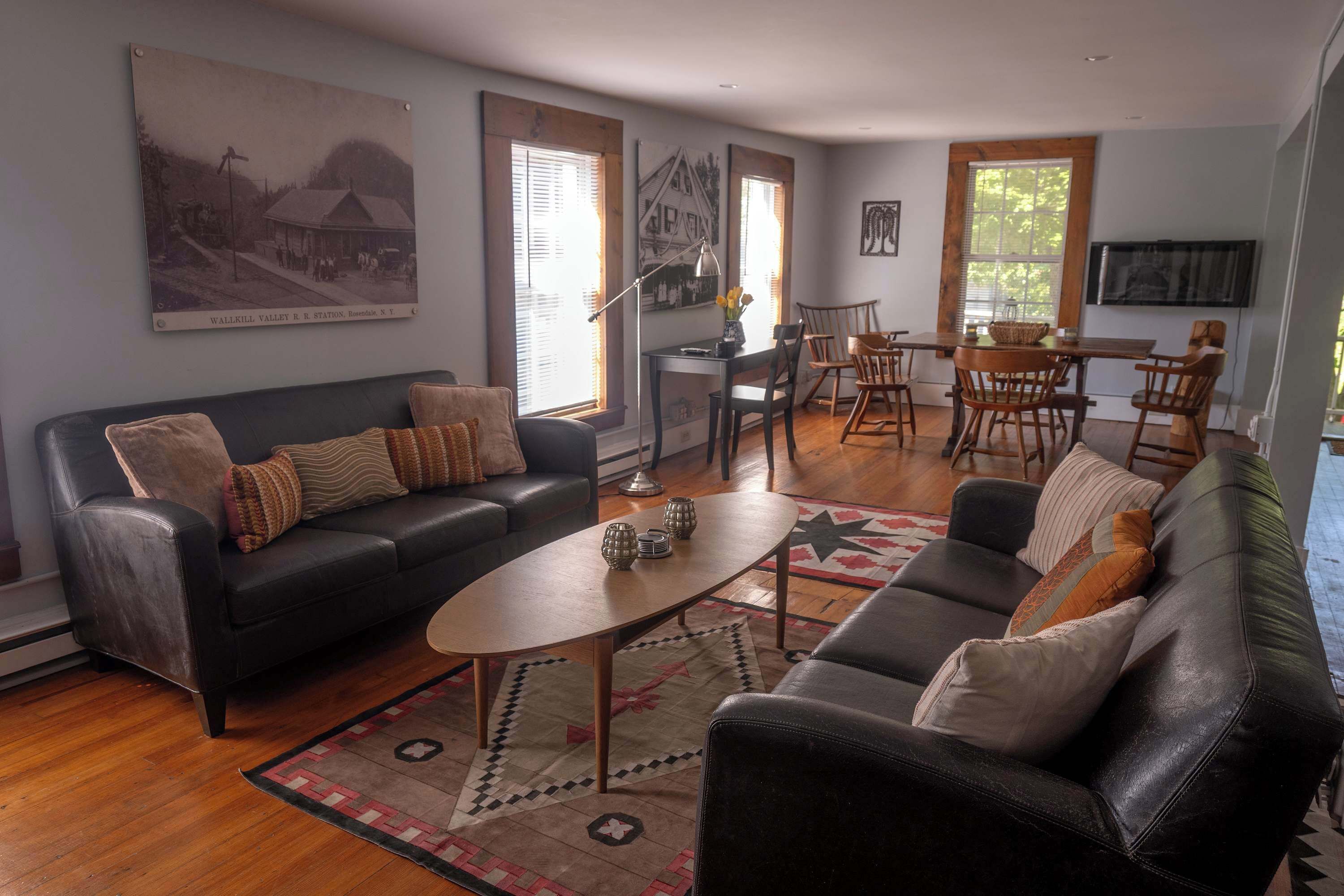 TV, fireplace, offices