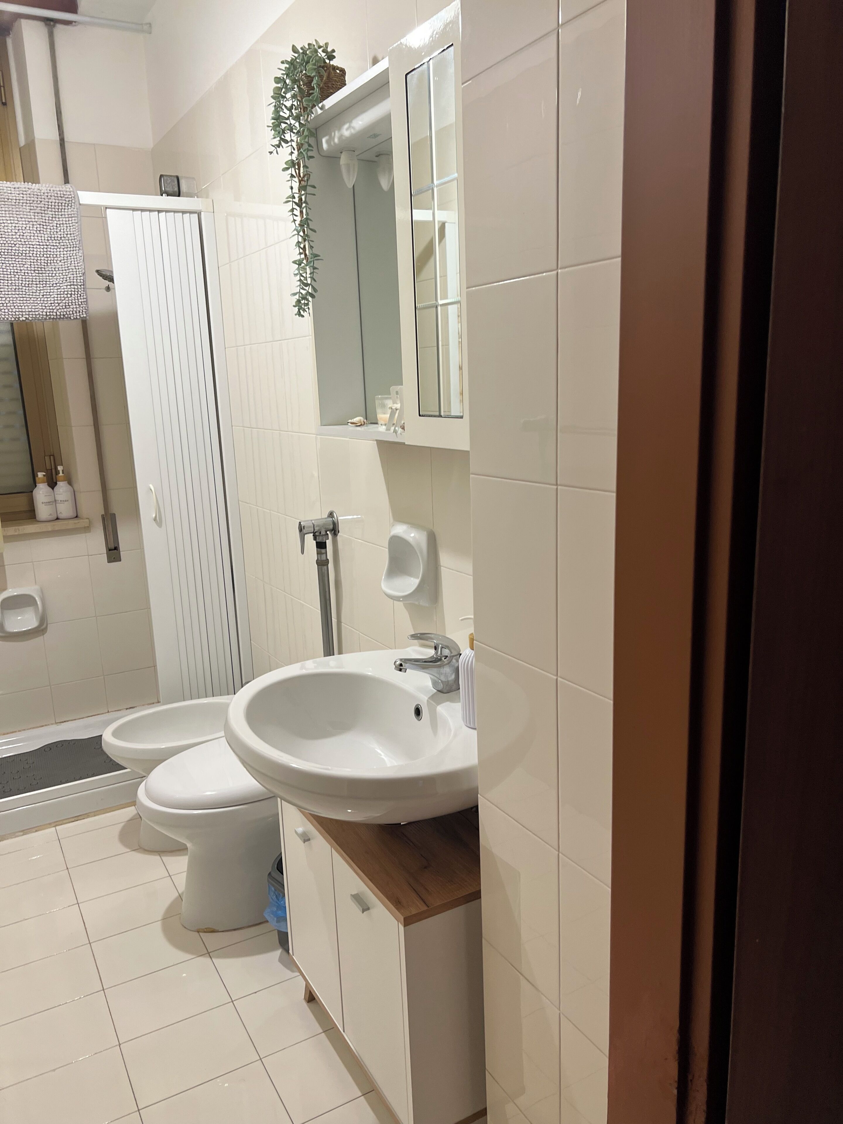 Douche, sèche-cheveux, bidet, serviettes fournies