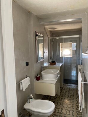Een douche, een haardroger, handdoeken