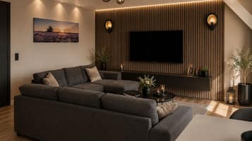 Apartment, Balcony, Lake View | Living area