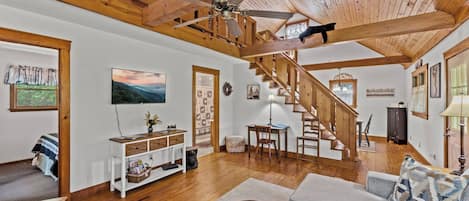 Smart TV, fireplace, video games