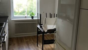Classic Apartment | Private kitchen | Microwave, oven, stovetop, cookware/dishes/utensils