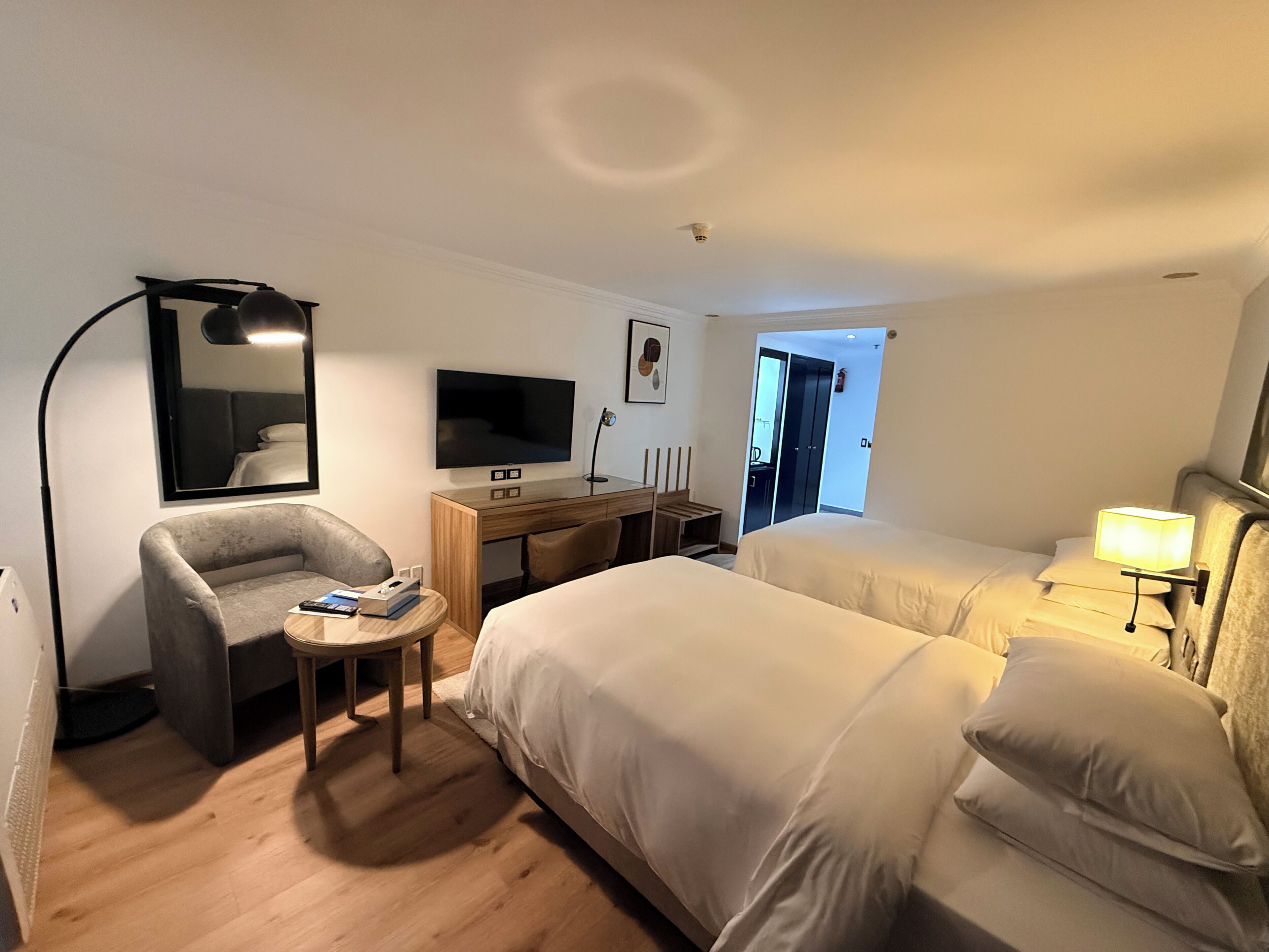 In-room safe, desk, laptop workspace, blackout curtains
