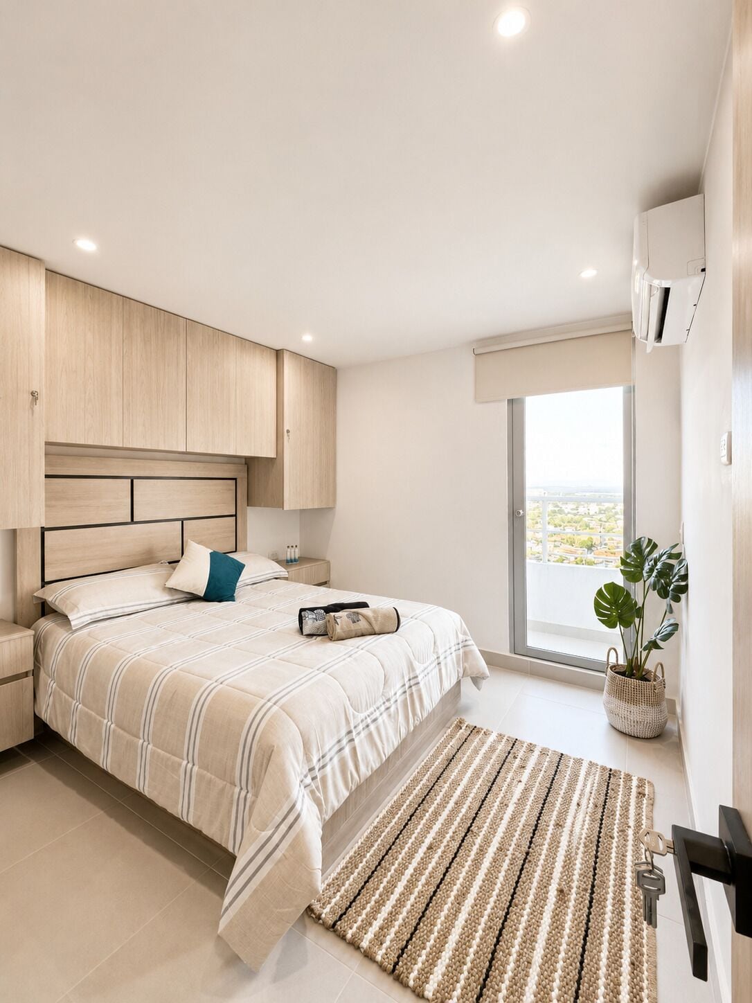 Premium appartement, 3 slaapkamers, toegang tot zwembad, uitzicht op zee | Donzen dekbedden, een strijkplank/strijkijzer, gratis wifi