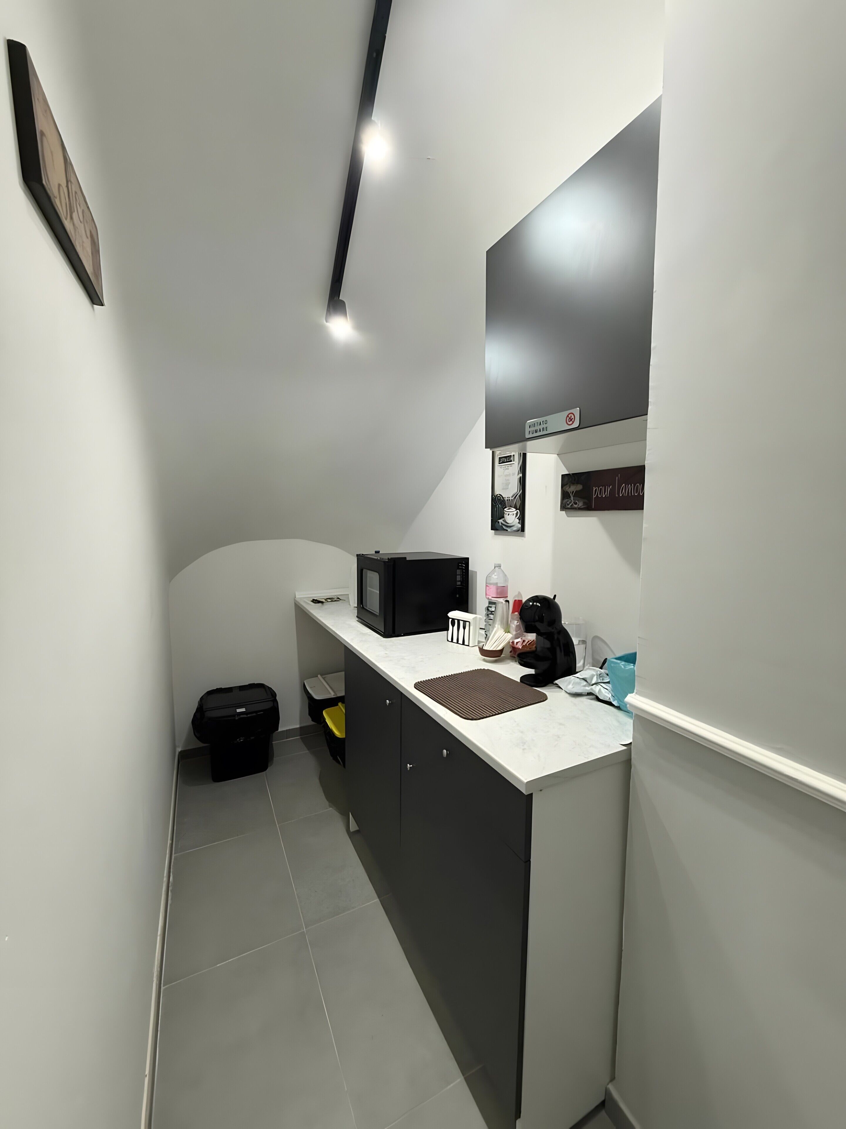 Fridge, coffee/tea maker, electric kettle