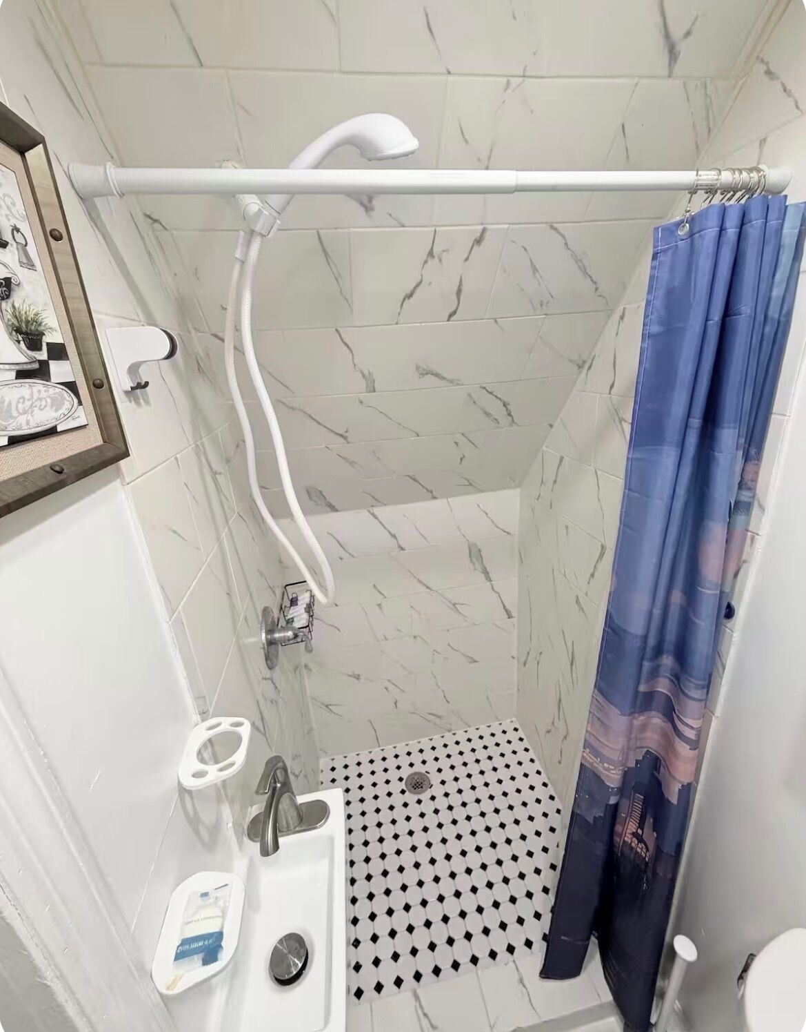 Shower, soap, toilet paper