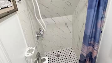 Shower, soap, toilet paper