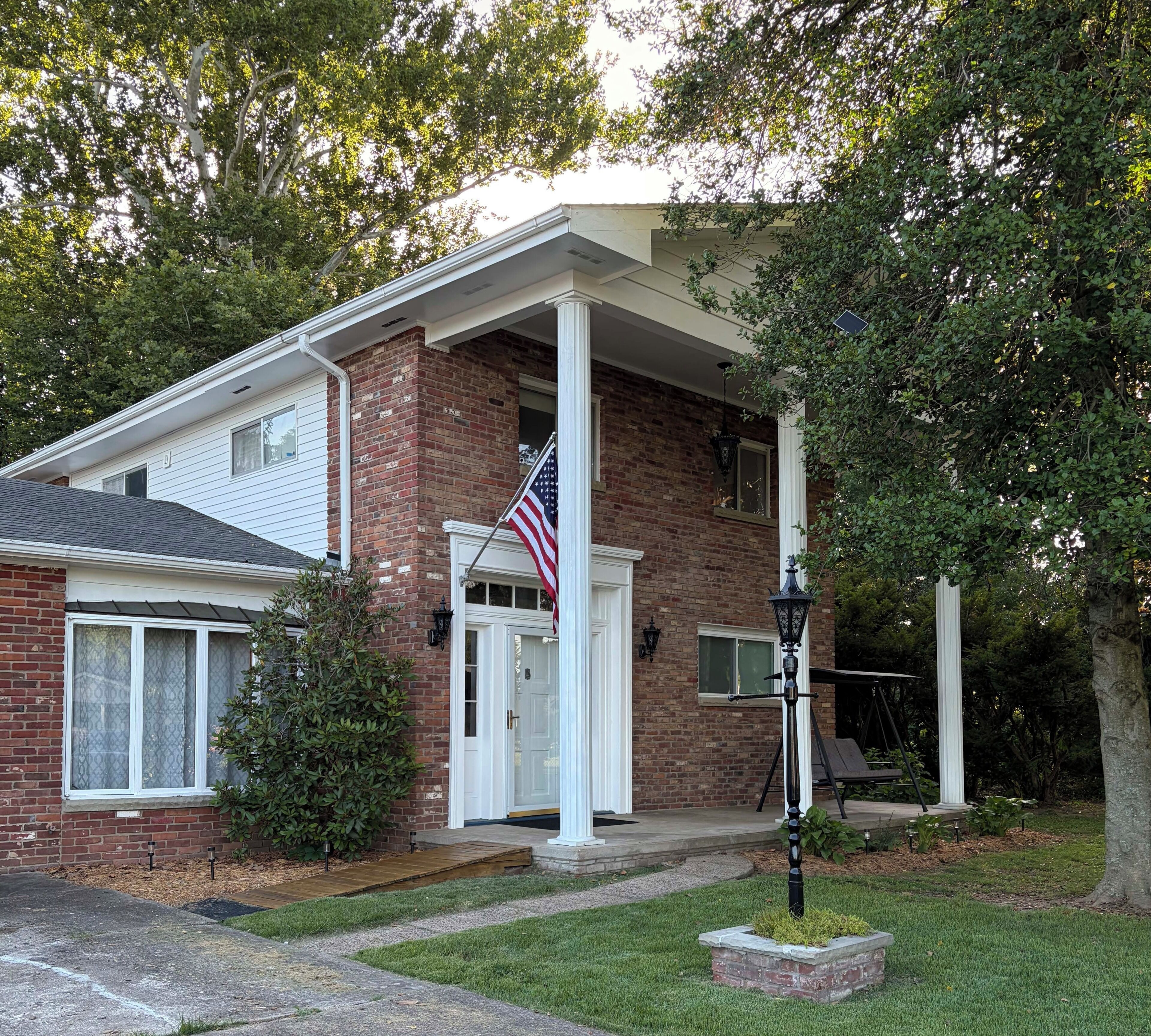 The brick and front door are from the mid-1800s house built on the property. 