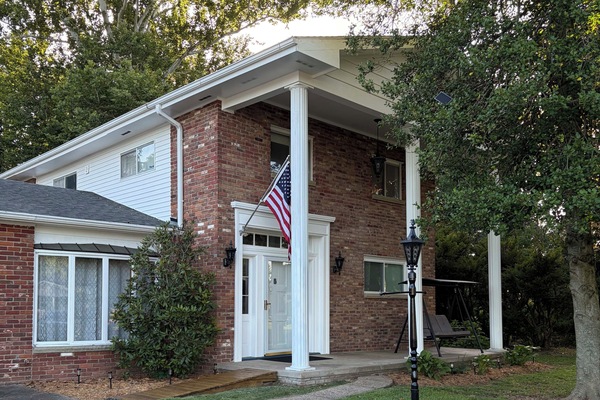 The brick and front door are from the mid-1800s house built on the property.