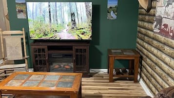 Televisión y chimenea