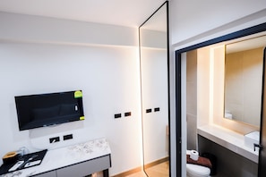 Double Room, City View | Bathroom | Shower, hair dryer, slippers, towels - RESET at DMK (Don Mueang)