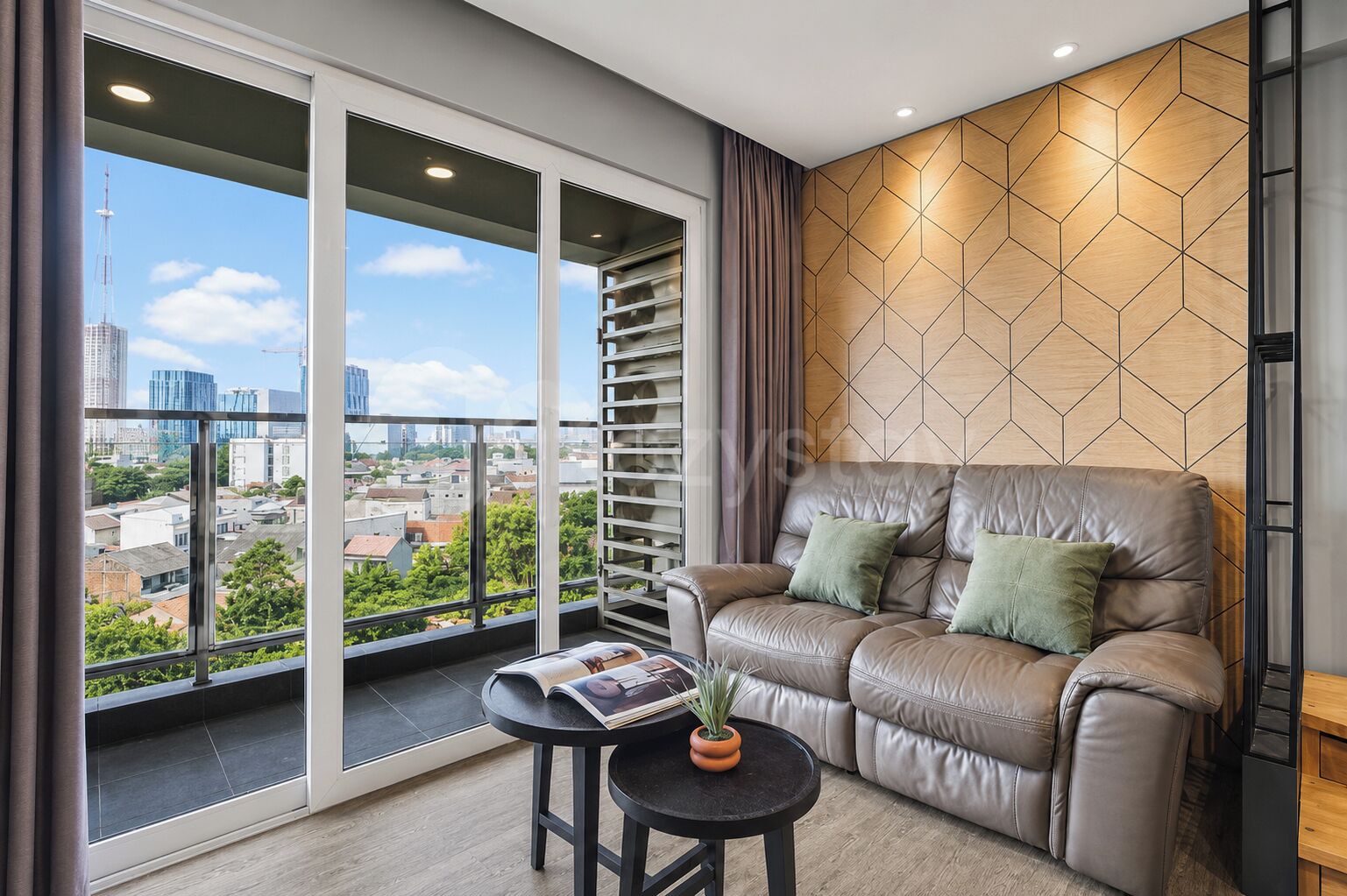 Apartment, 2 Bedrooms, City View | Living area | 50-inch Smart TV with cable channels