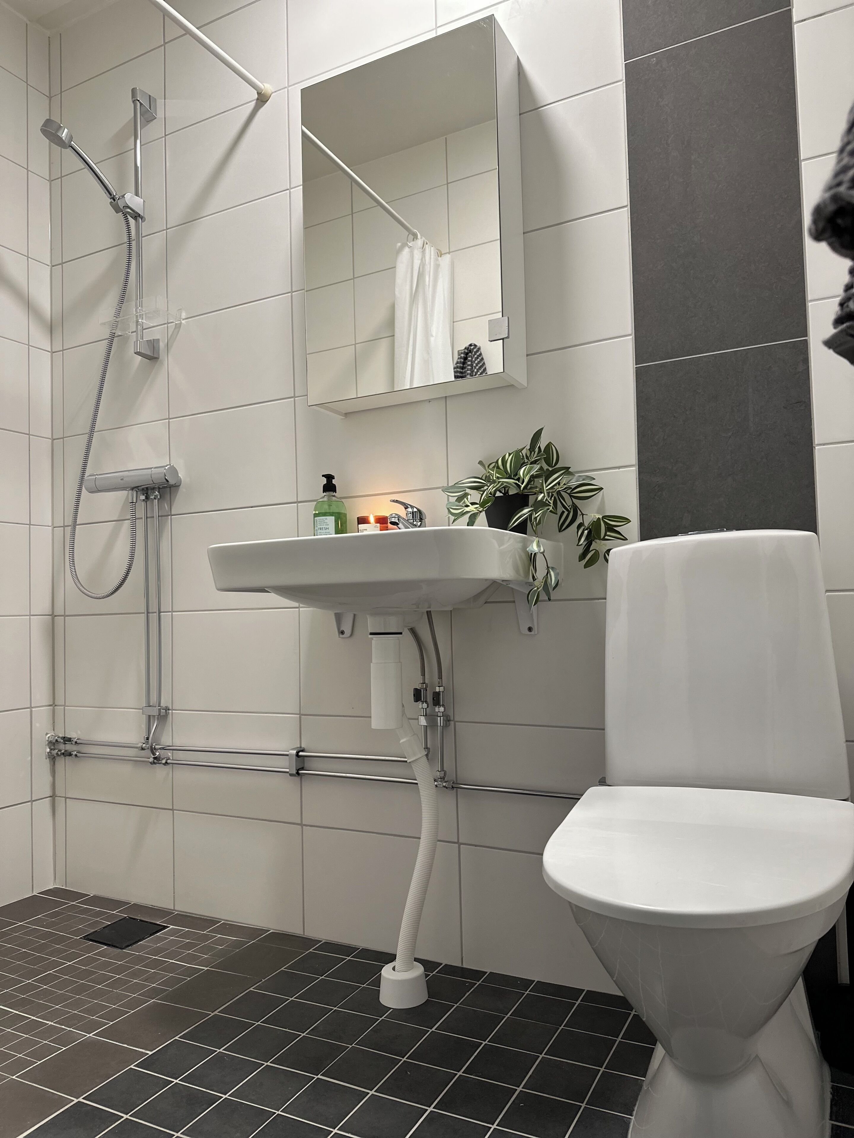 Appartement classique | Salle de bain | Douche, serviettes fournies, papier de toilette