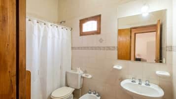 Shower, bidet, towels, soap