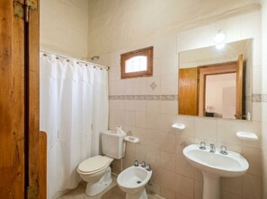 Shower, bidet, towels, soap