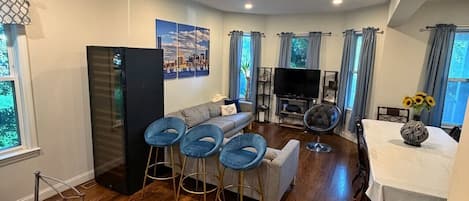 TV, DVD player, stereo
