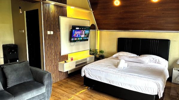 Cabaña Deluxe, vista a la montaña | Ropa de cama hipoalergénica y tabla de planchar con plancha