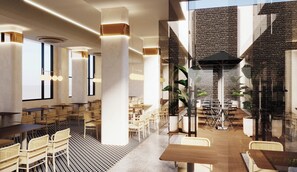 A modern interior with high ceilings, large windows, and a mix of seating arrangements. - BRISDALE INTERNATIONAL KUALA LUMPUR (Kuala Lumpur)