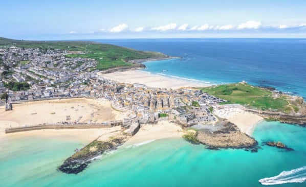 On the beach, sun-loungers - Farr Cottage | Cornish Charm & Unexpected Extras | Pool & Gym Access | Parking (St Ives)