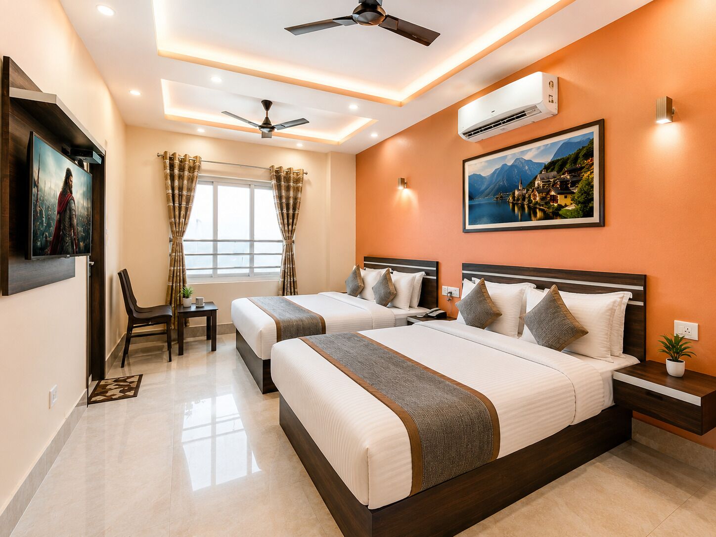 Deluxe Quadruple Room, Air conditioning | Hypo-allergenic bedding available, desk, soundproofing, WiFi (free)
