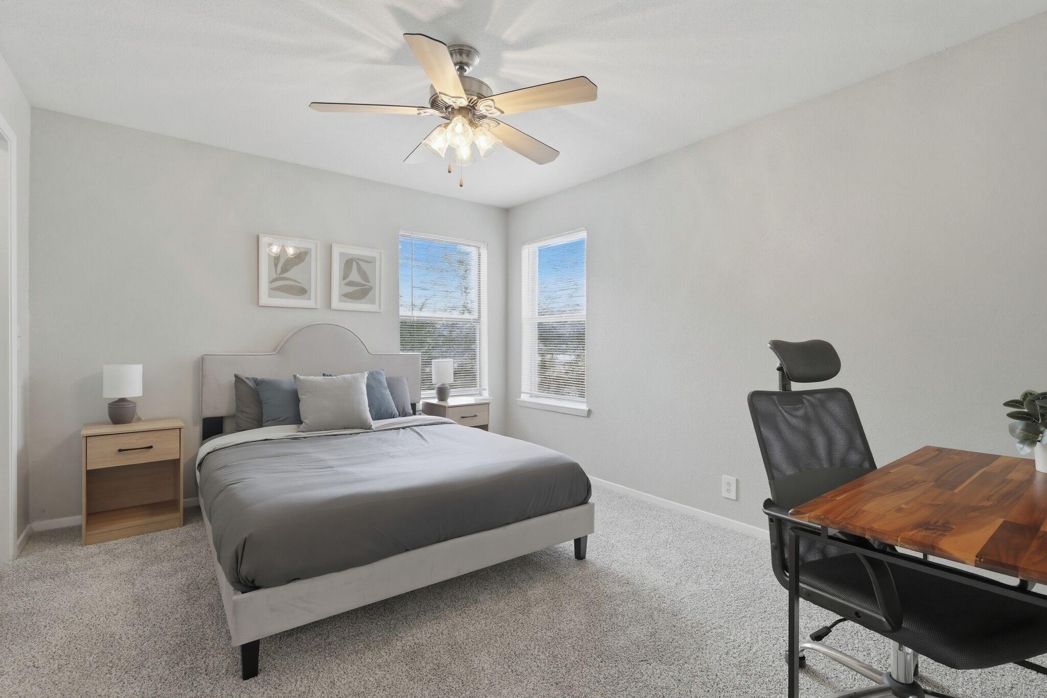 1 bedroom, desk, iron/ironing board, travel cot