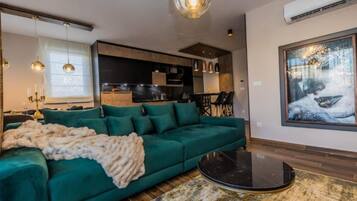 Apartment (Two Bedroom Apartment) | Living room | 32-inch flat-screen TV with satellite channels
