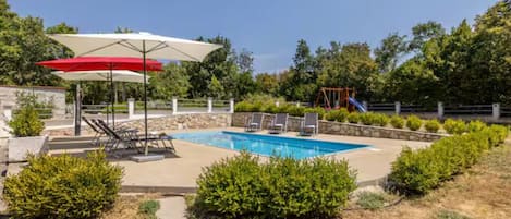 House (Four Bedroom Villa with Outdoor Pool) | Pool | Outdoor pool, pool umbrellas, sun loungers
