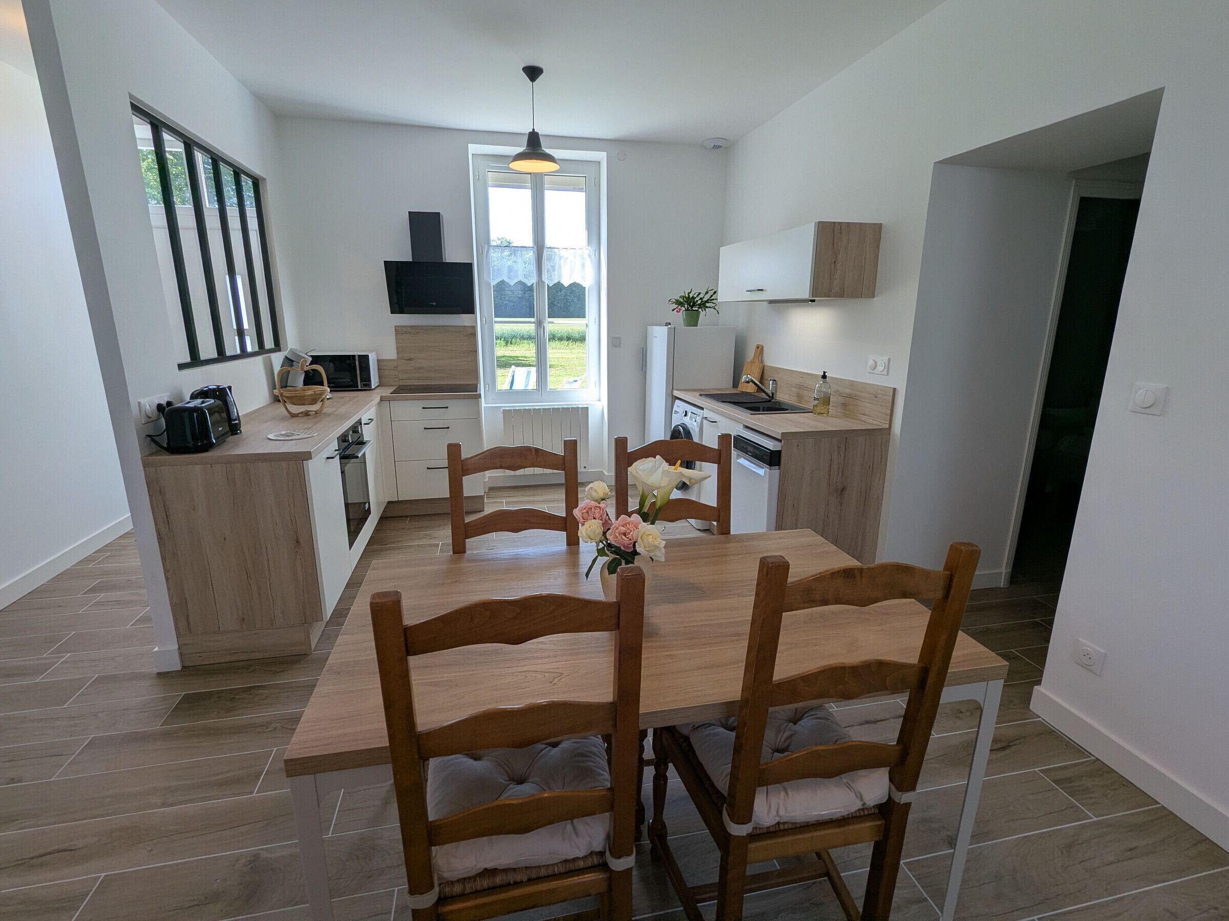 Fridge, microwave, dishwasher