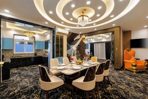Dining - Raj Farm by ELIVAAS 3BHK Villa with Pool (Danokri)