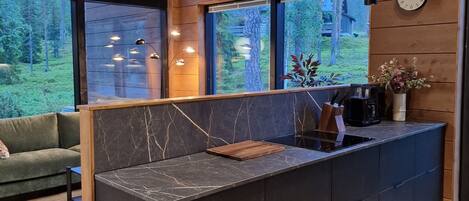 Villa, 4 Bedrooms, Sauna | Private kitchen | Coffee/tea maker, full-sized fridge, microwave, stovetop