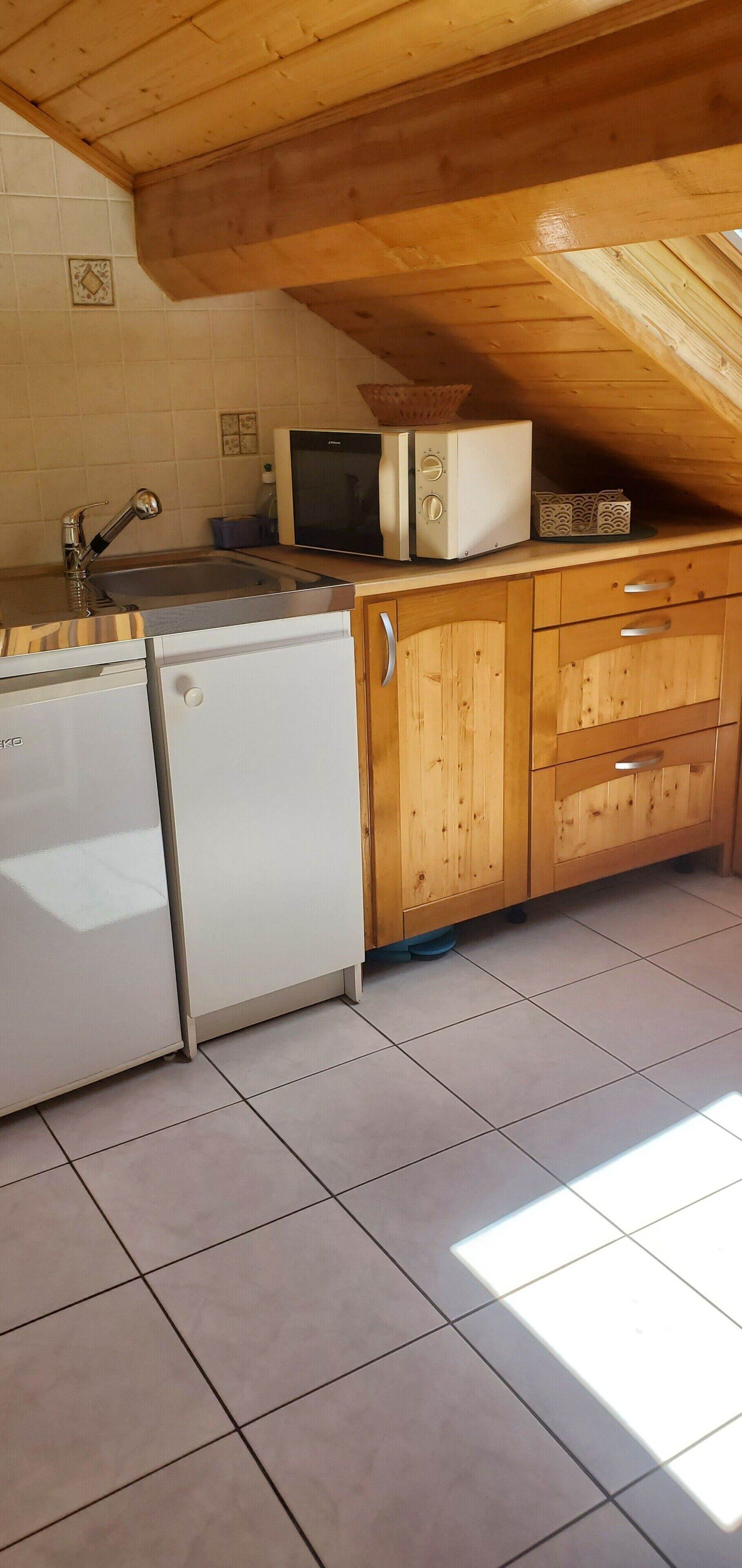 Fridge, microwave, coffee/tea maker, electric kettle