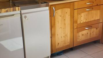 Fridge, microwave, coffee/tea maker, electric kettle