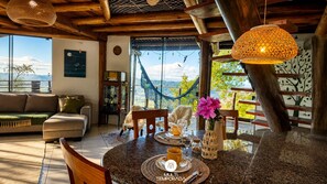 Cabin, 2 Bedrooms, Air conditioning, Mountain View | Living area | 32-inch Smart TV with digital channels, fireplace, Netflix