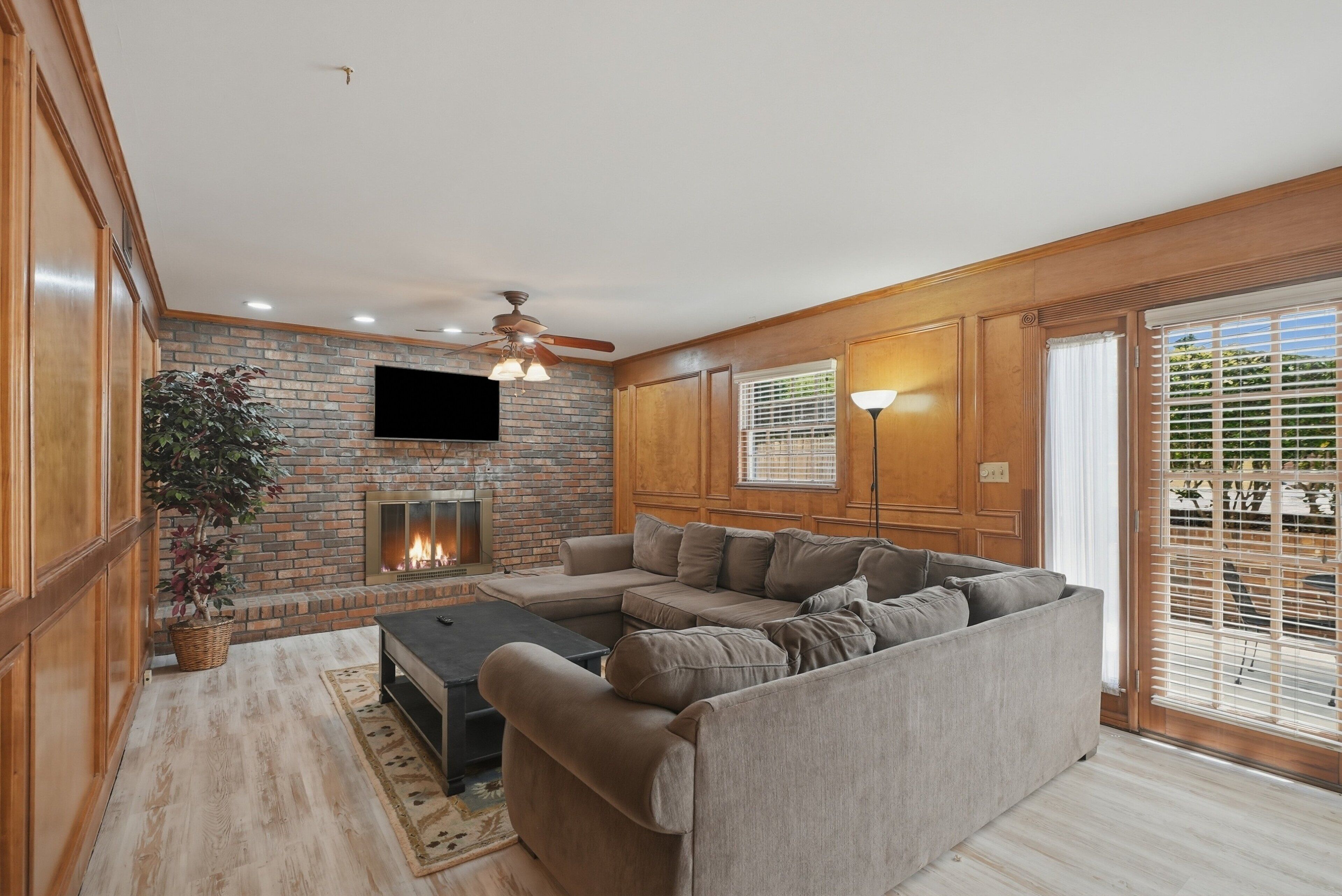 TV, fireplace
