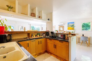 Coffee/tea maker, fridge, microwave, oven - Villa 'Parvanelles En Cévennes' with Mountain View, Wi-Fi and Air Conditioning (Chamborigaud)