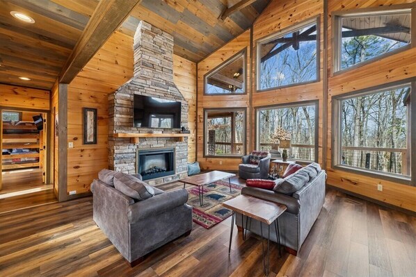 Smart TV, fireplace, video games