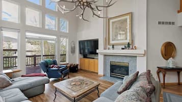 TV, fireplace, offices