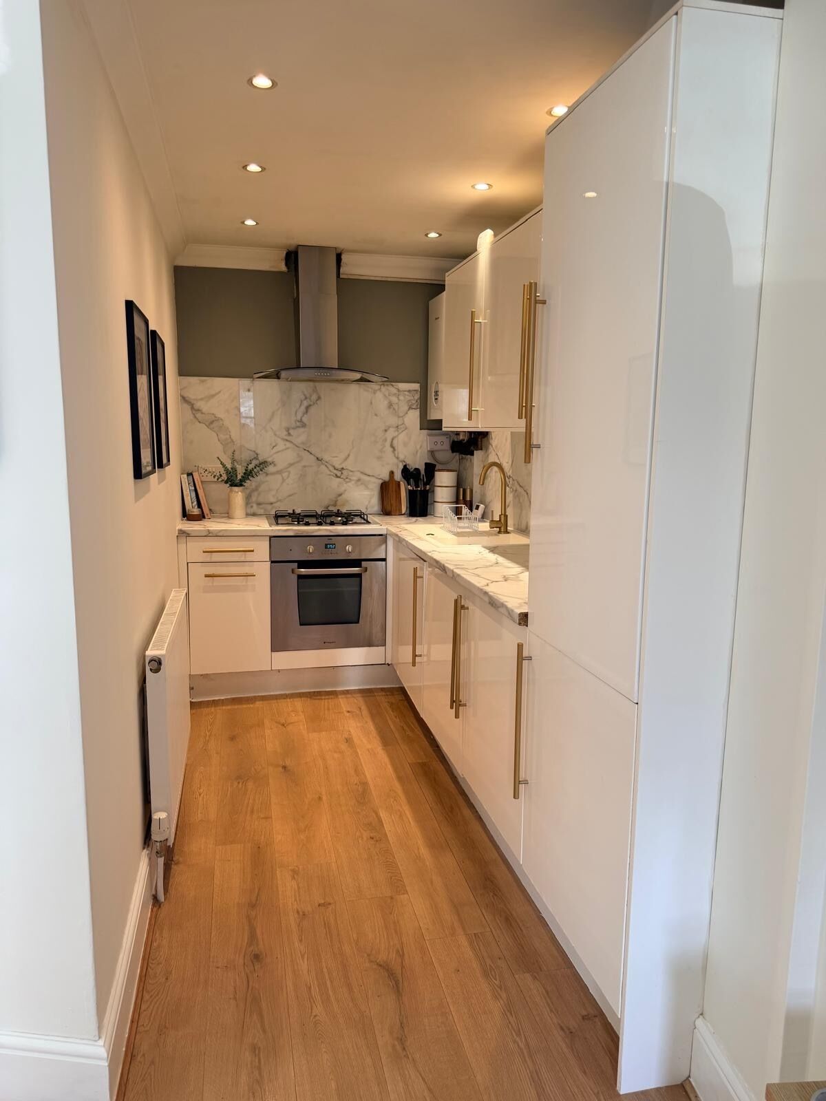 Fridge, oven, stovetop, electric kettle