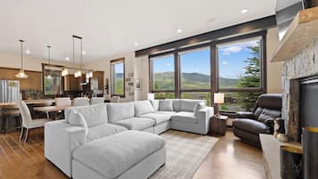 TV, fireplace, printers